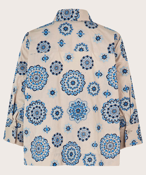 Masai Idakaia Shirt White with Blue Floral Embroidery