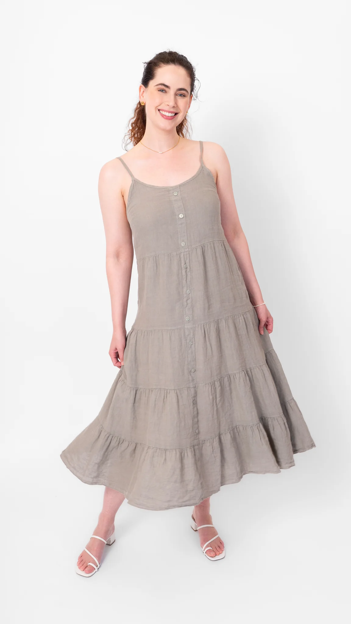 The Button Detail Dress in Clay