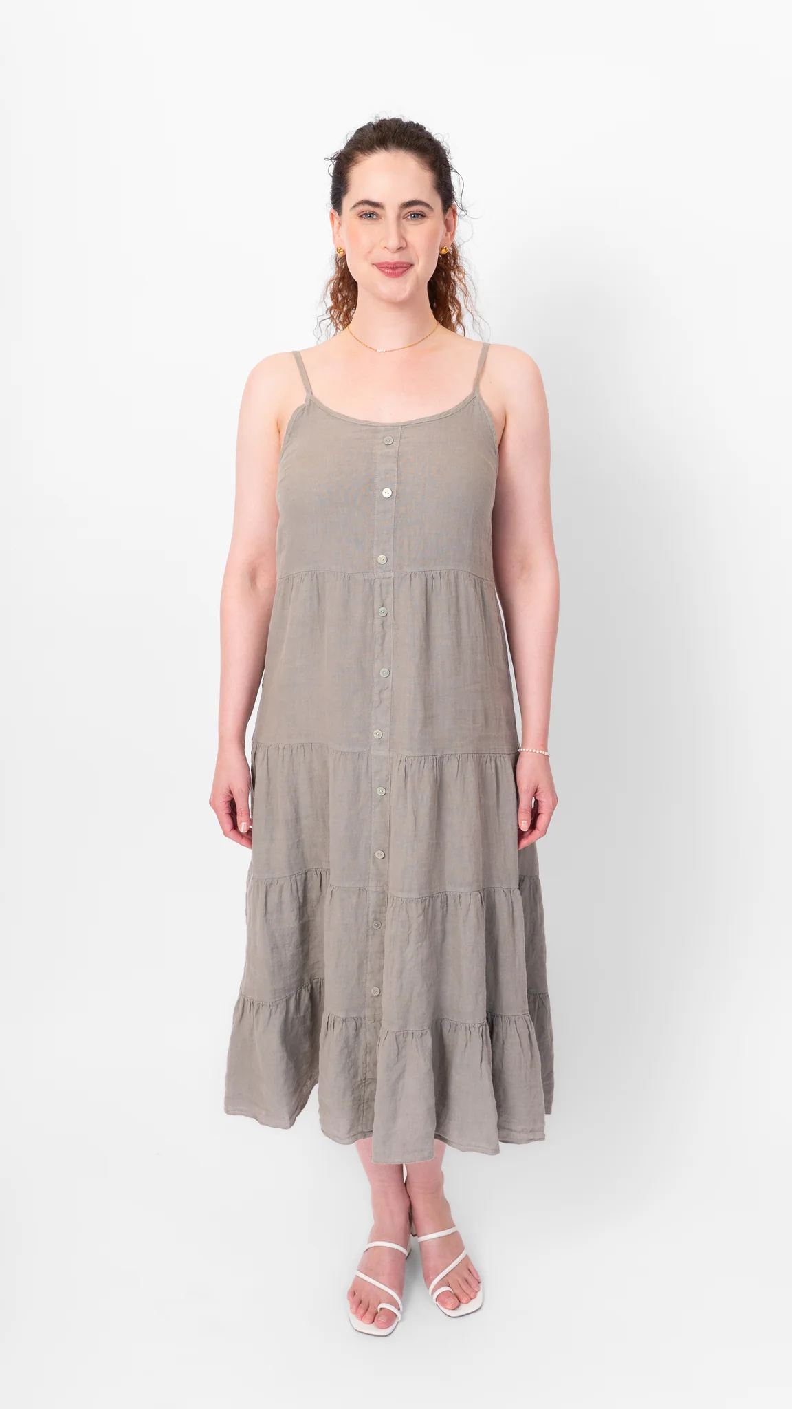 The Button Detail Dress in Clay