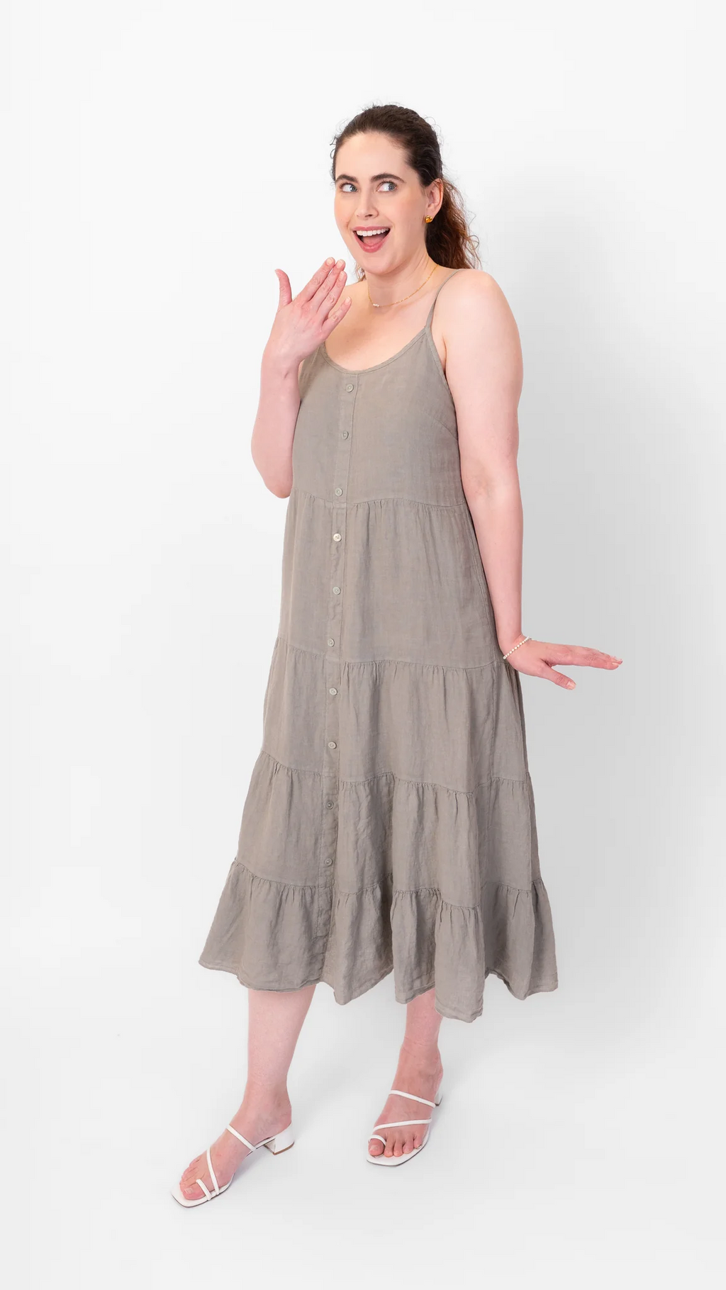 The Button Detail Dress in Clay