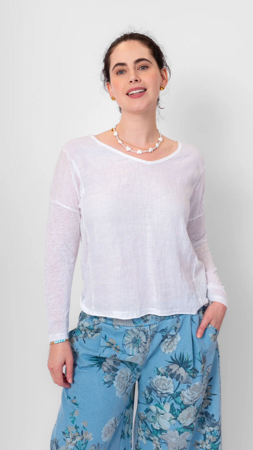 Linen V-Neck Top
