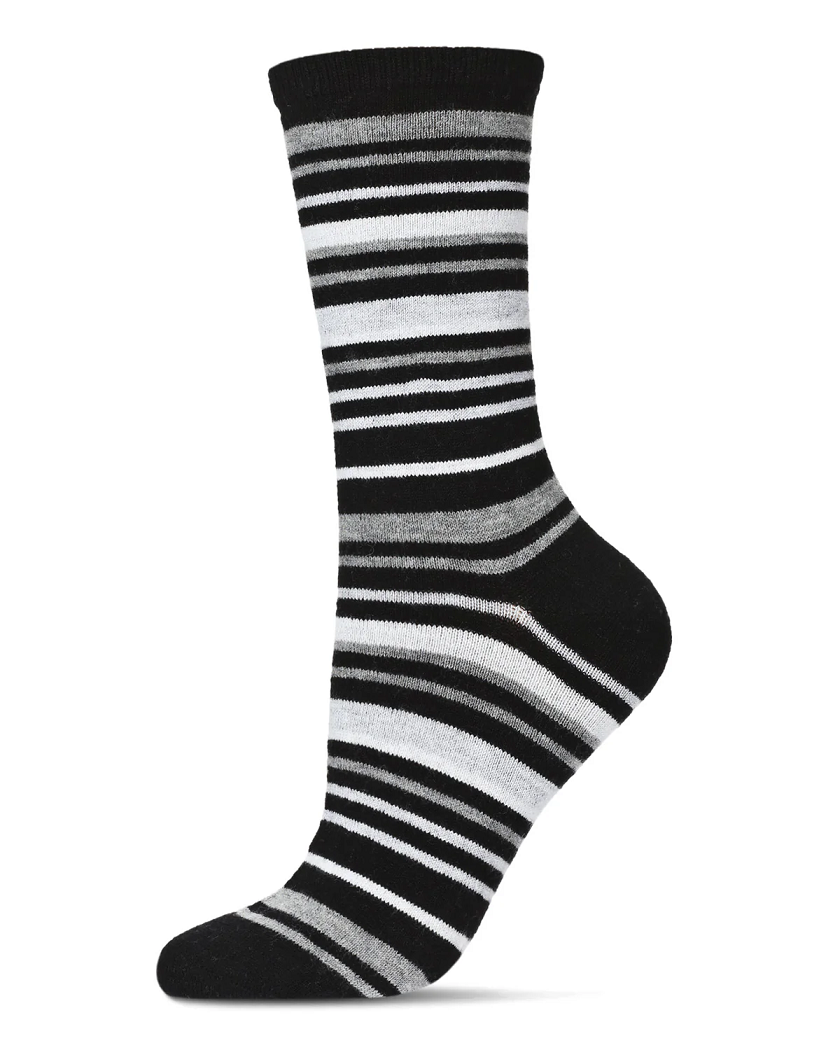 MeMoi Cashmere Crew Socks Striped Black