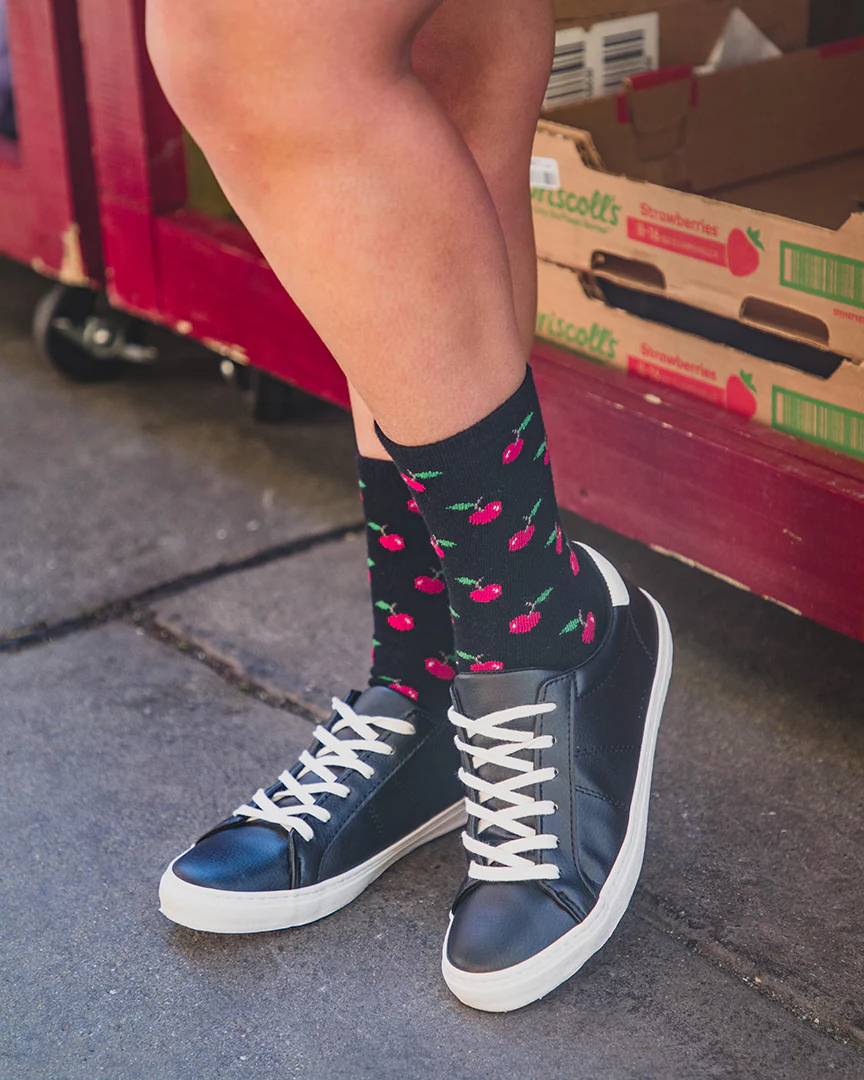 MeMoi Cashmere Crew Socks Cherry on Top