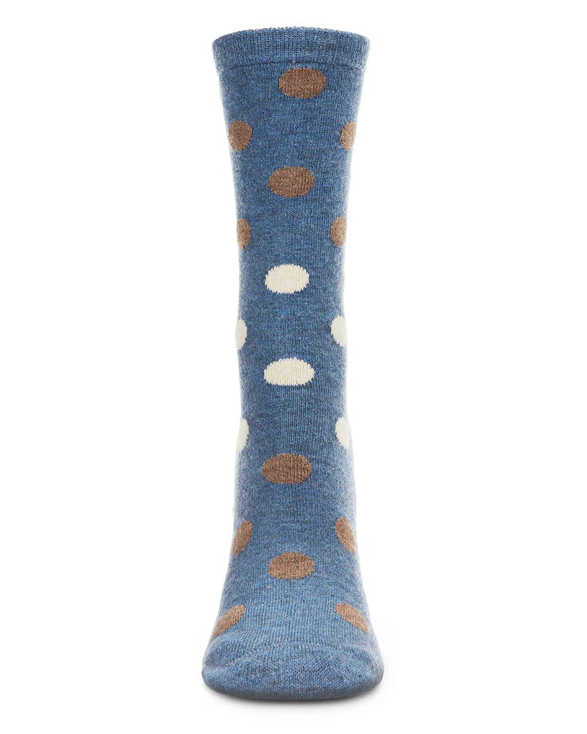 MeMoi Cashmere Crew Socks  Dots Medium Denim 