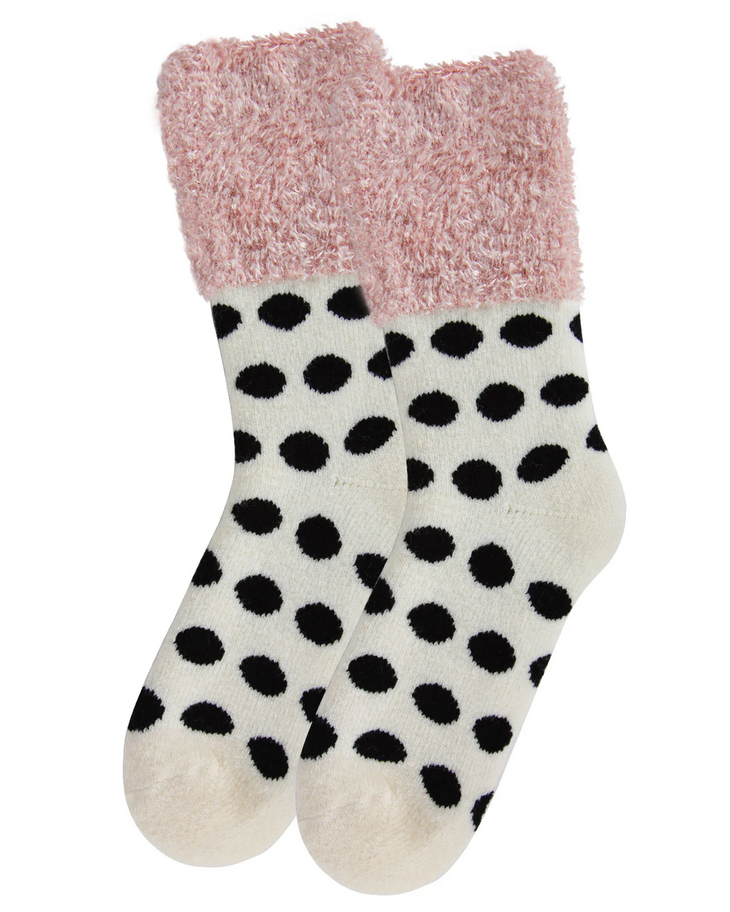 MeMoi's Plush Cabin Socks Ivory Polka Dot