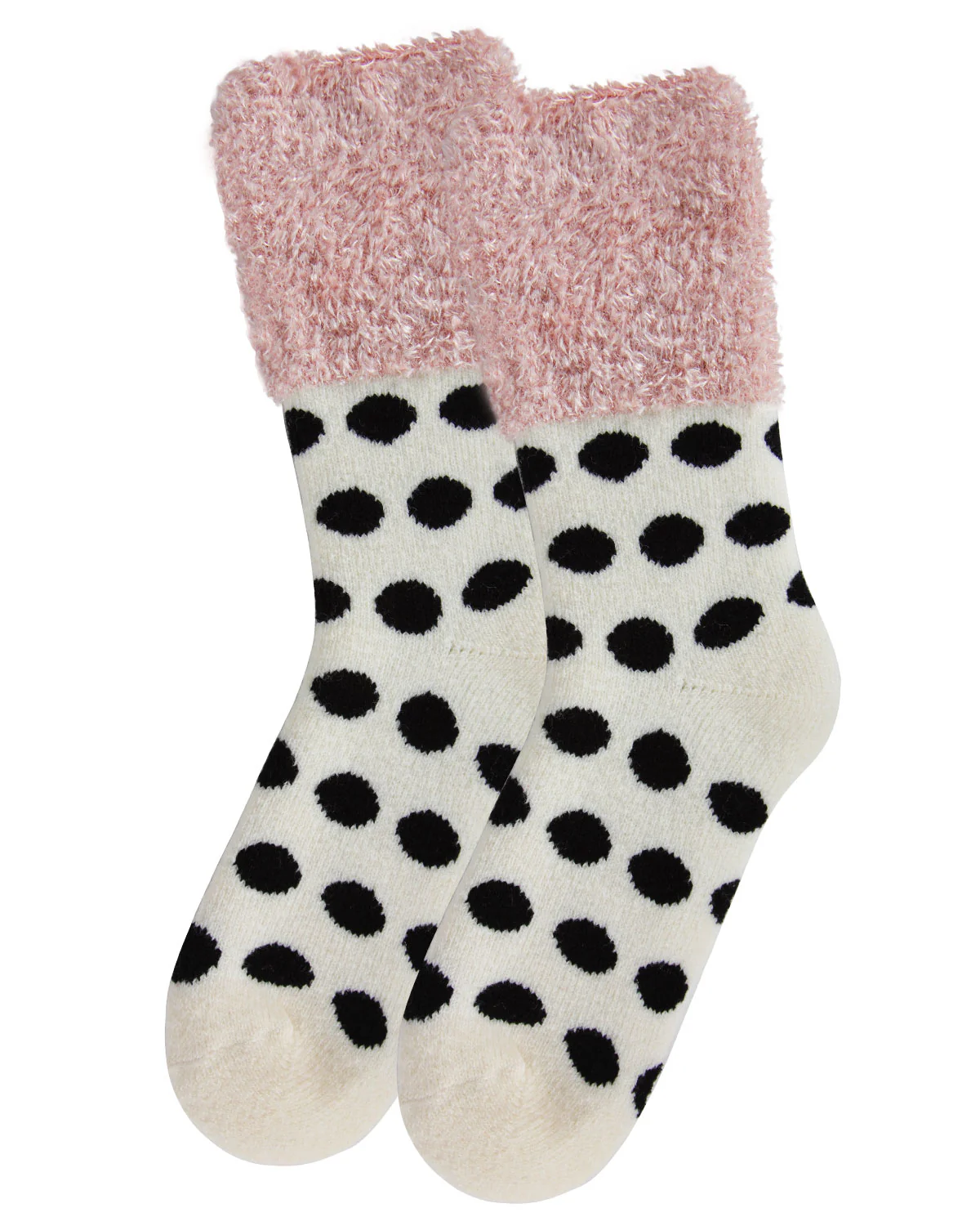 MeMoi's Plush Cabin Socks Ivory Polka Dot