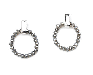 Zingy Silver Hematite Hoop Earrings