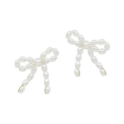 Wren Gold & Pearl Bow Earrings