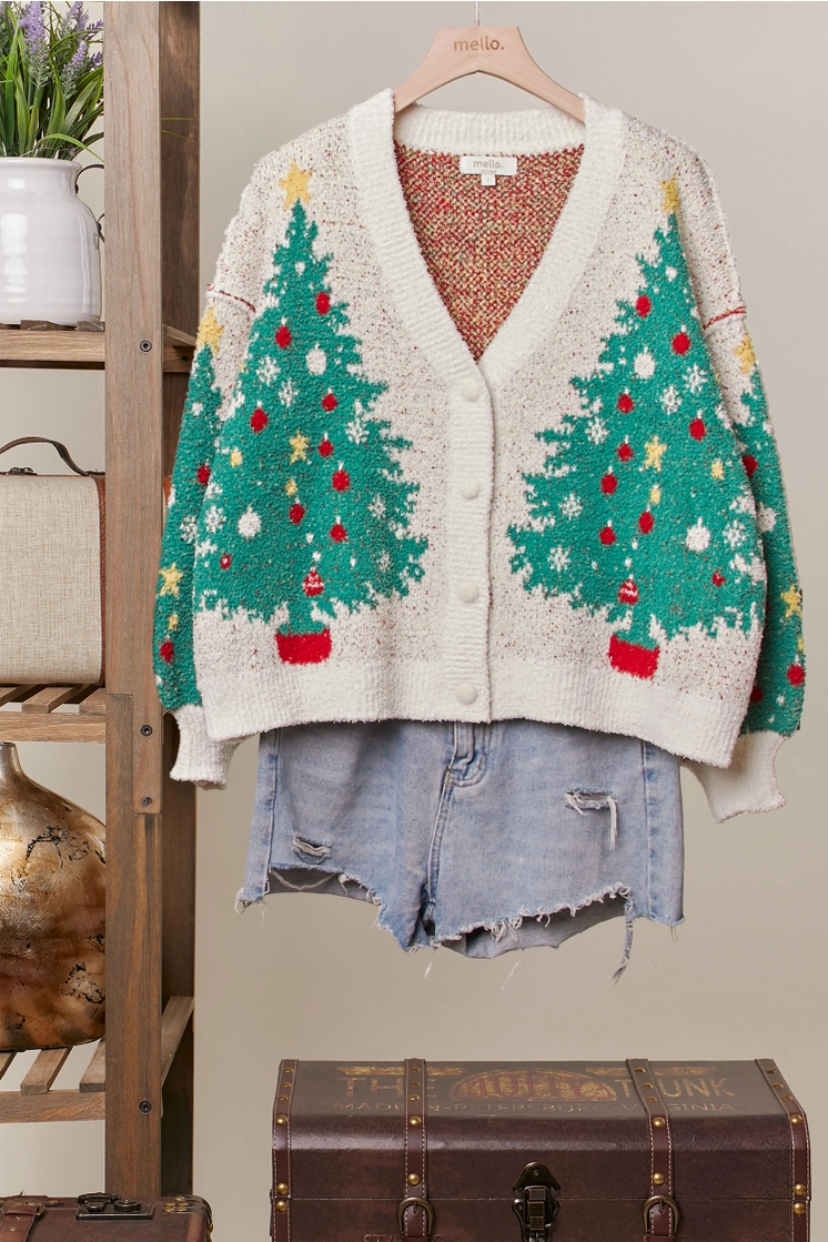 Merry Pine Tree Knit Cardigan