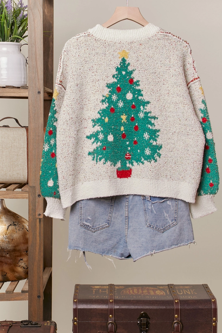 Merry Pine Tree Knit Cardigan