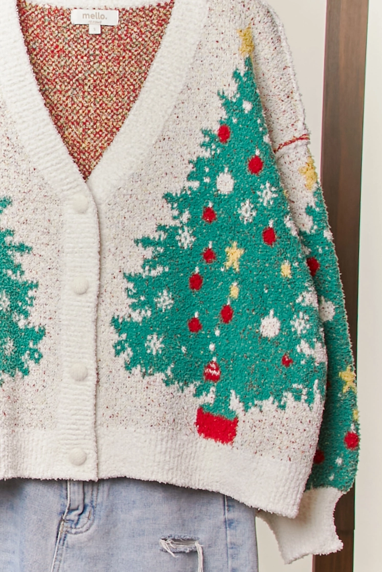 Merry Pine Tree Knit Cardigan