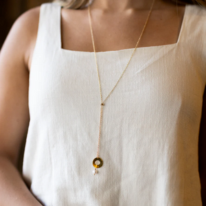 Mend on the Move Promise Gold Plated Lariat Necklace with Pearl