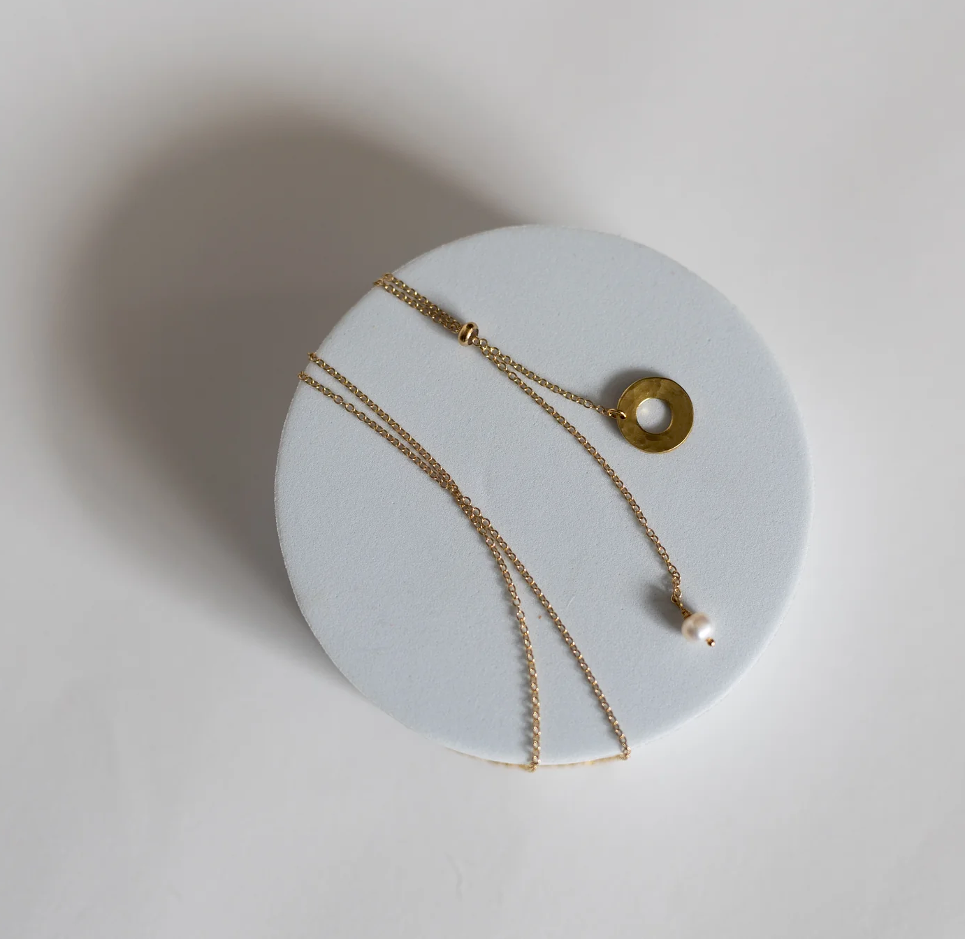 Mend on the Move Promise Gold Plated Lariat Necklace with Pearl