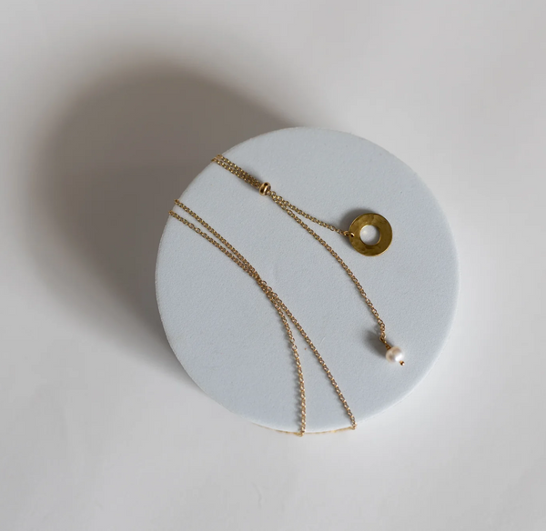 Mend on the Move Promise Gold Plated Lariat Necklace with Pearl