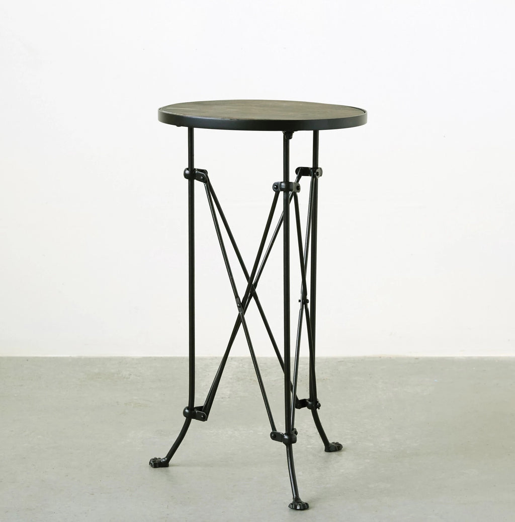 Metal Accent Table with Wood Top