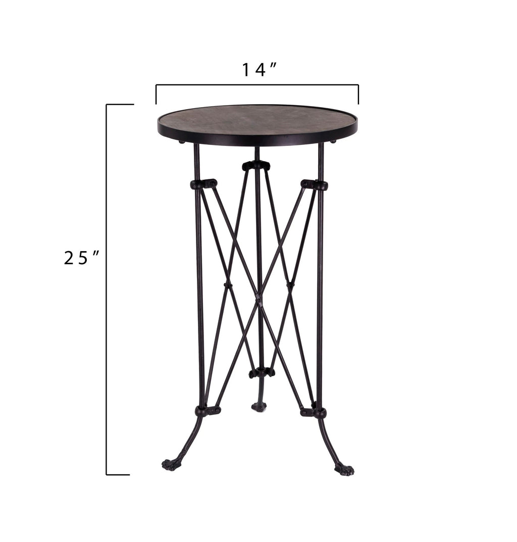 Metal Accent Table with Wood Top