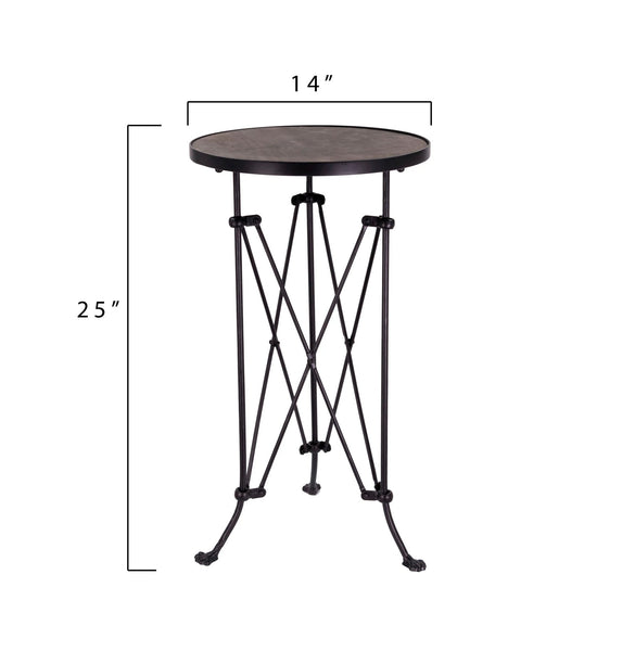 Metal Accent Table with Wood Top