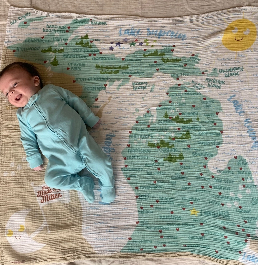 Michigan Map Baby Swaddle Blanket