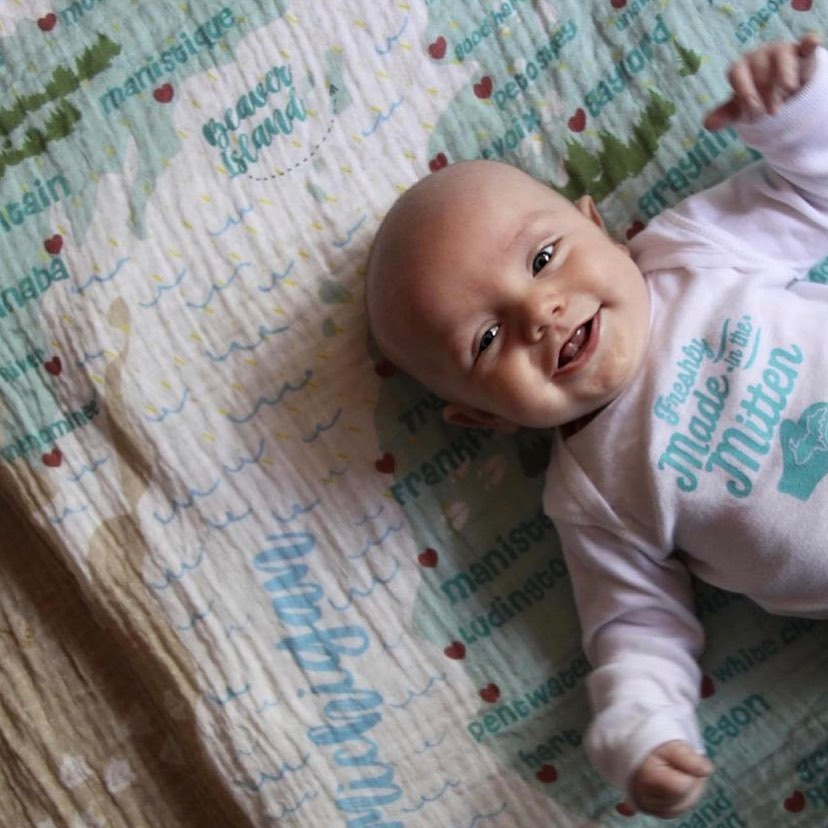 Michigan Map Baby Swaddle Blanket