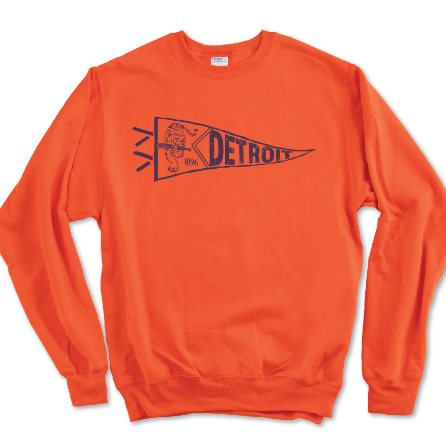 Michigan VIbes Tigers Pennant Crewneck Sweatshirt / Orange