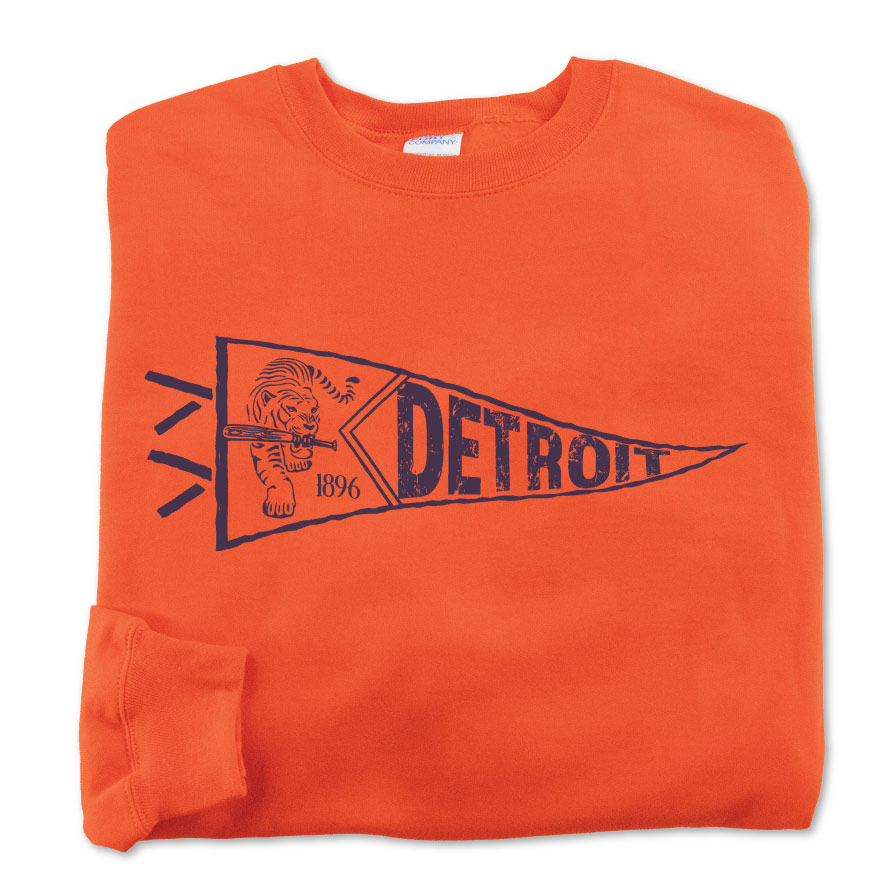 Michigan VIbes Tigers Pennant Crewneck Sweatshirt / Orange