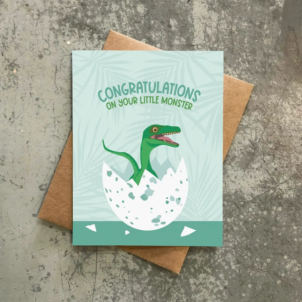 Little Monster Dinosaur New Baby Card