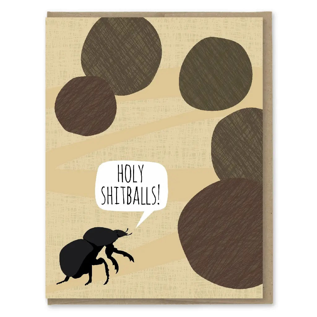 Holy Shitballs Dung Beetle Congratulations Card