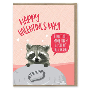 Hot Trash Funny Valentines Card Raccoon