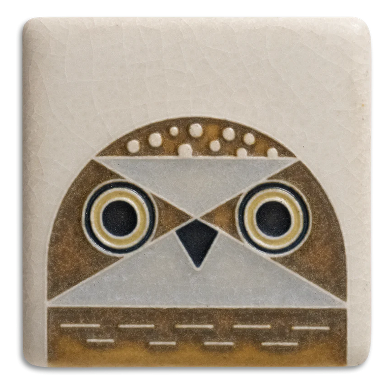 Motawi Charley Harper 3x3 Owlet Art Tile
