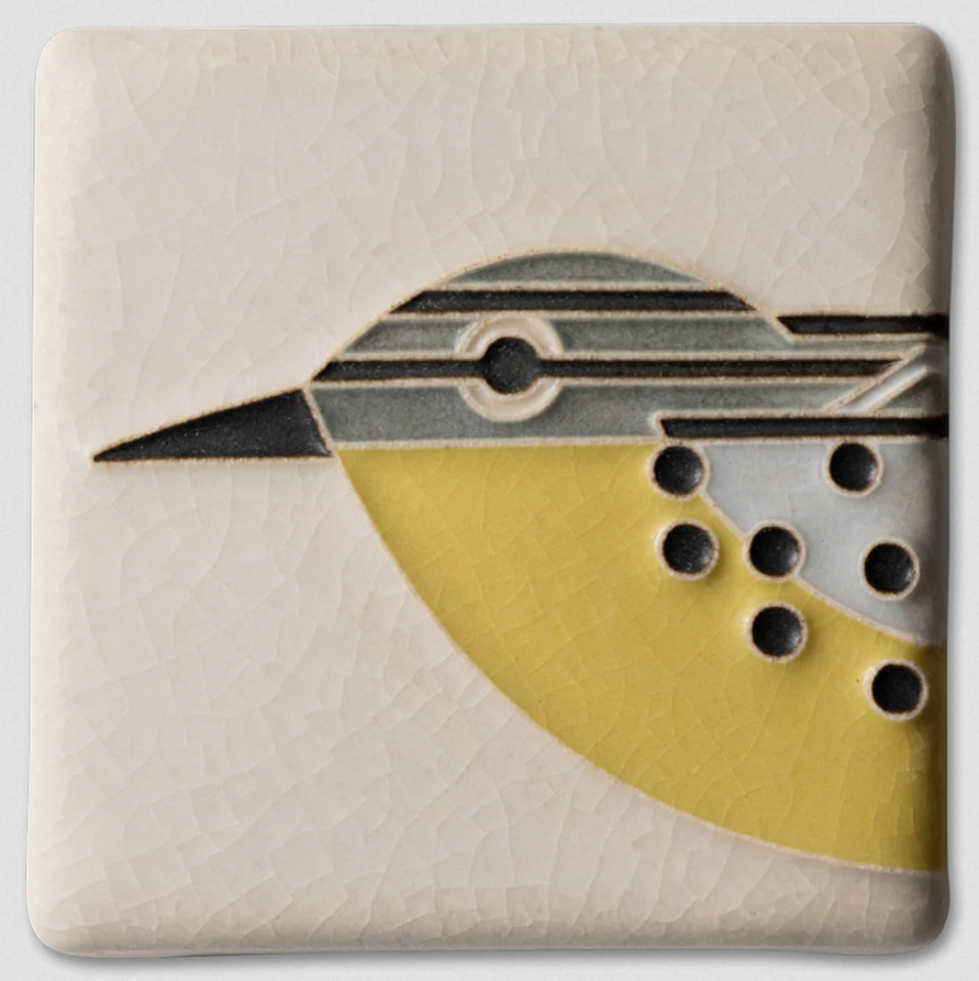 Motawi Charley Harper 3x3 Warbler Art Tile