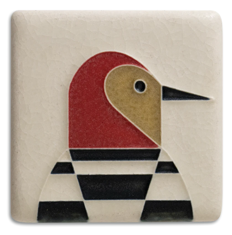 Motawi Charley Harper 3x3 Woodpecker Art Tile