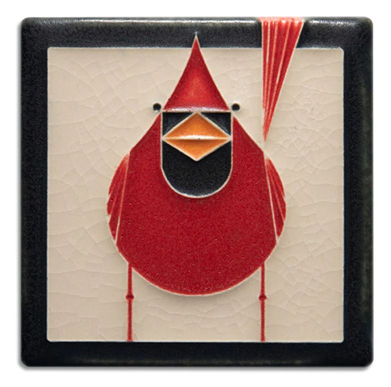 Motawi Charley Harper 4x4 Cardinal Art Tile