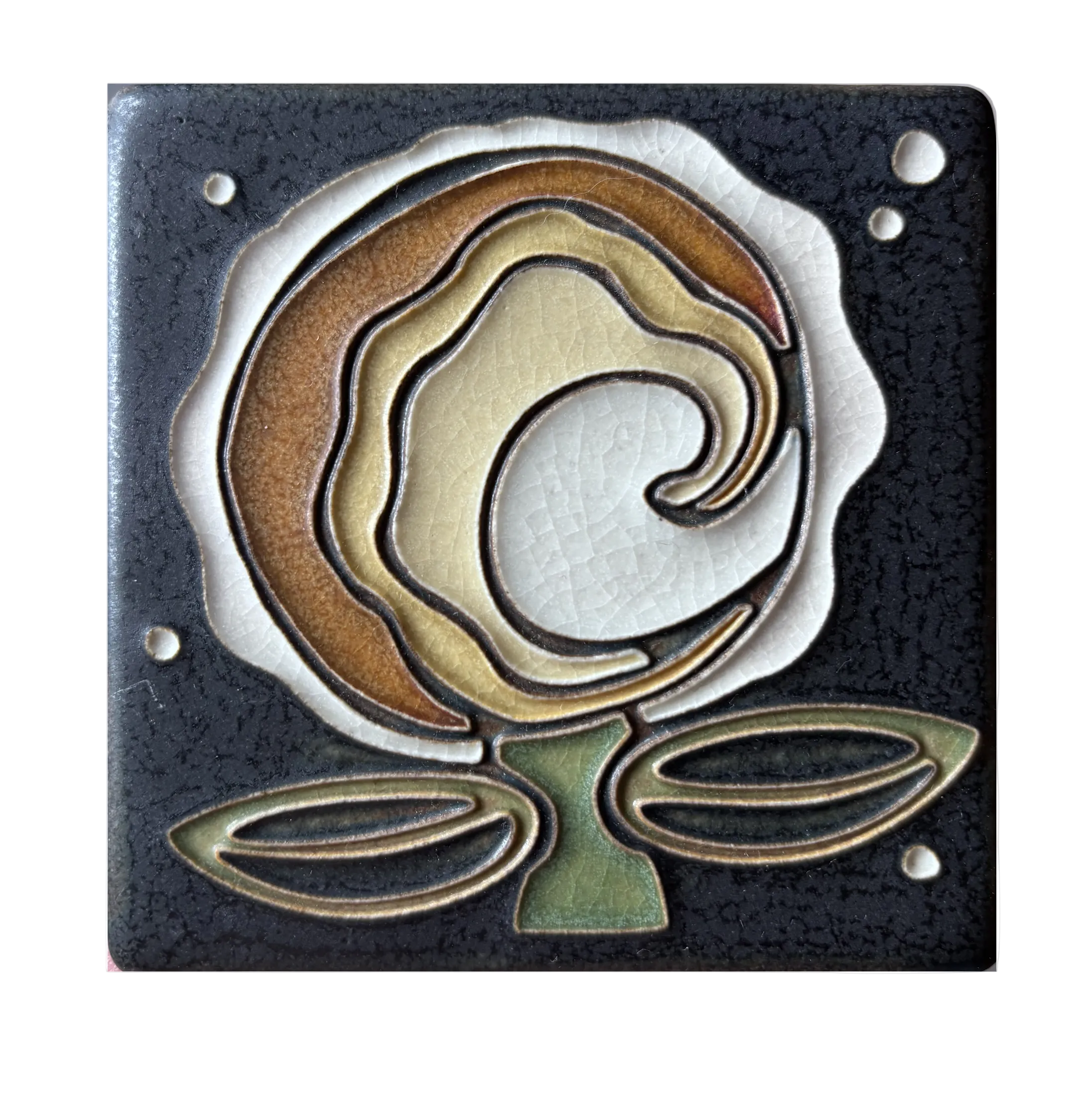 4x4 Cosmic Bloom Art Tile in Stone