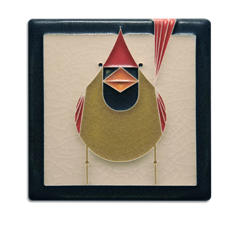 Charley Harper 4x4 Female Cardinal Art Tile