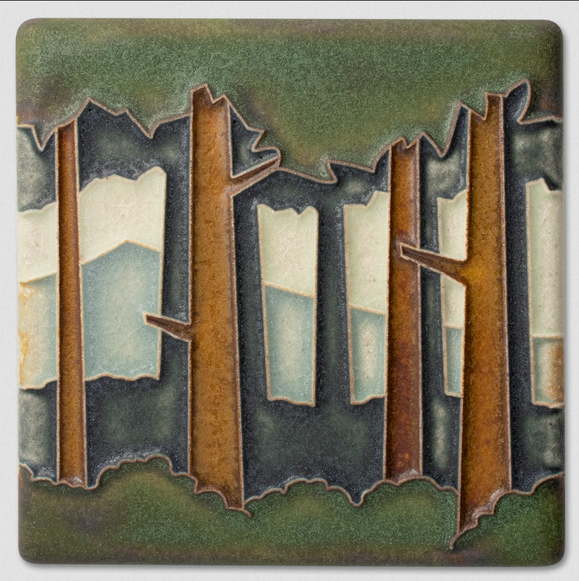 Motawi 4x4 Pine Forest Art Tile