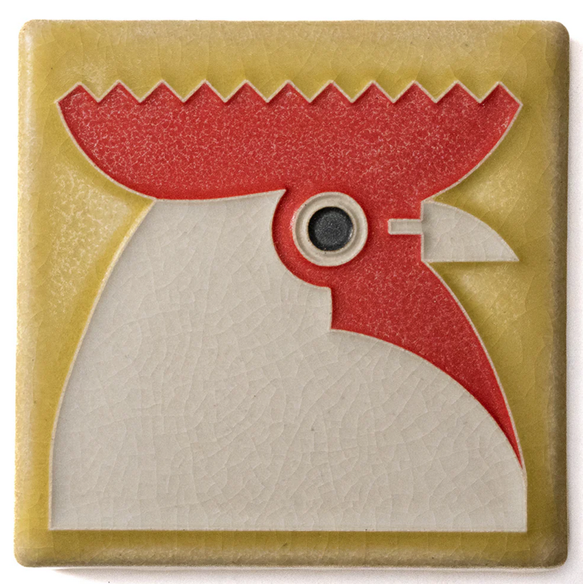 4x4 Rooster Art Tile in Yellow
