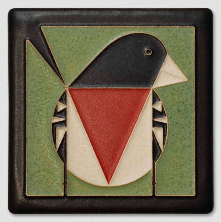 Motawi Charley Harper 4x4 Rose-Breasted Grosbeak Art Tile
