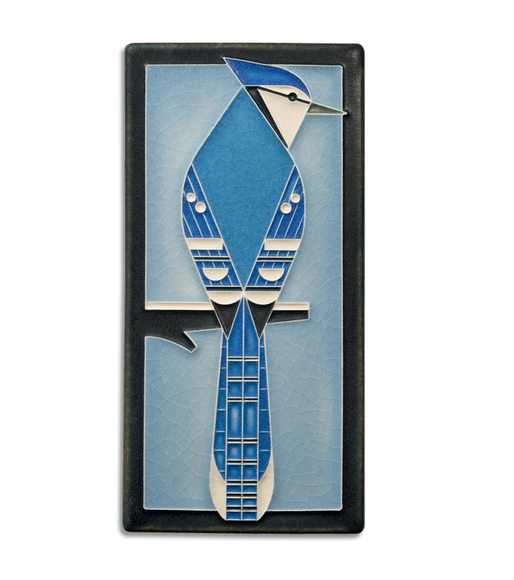 Charley Harper 4x8 Blue Jay Art Tile by Motawi