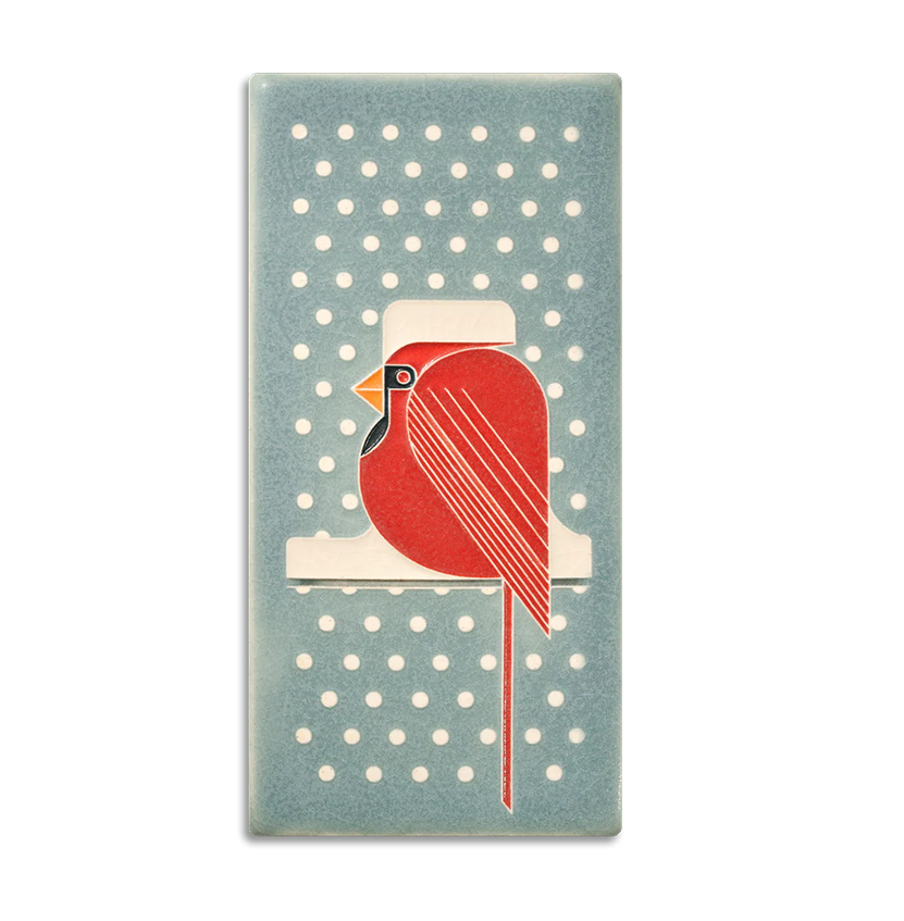 Charley Harper 4x8 Cool Cardinal Art Tile from Motawi