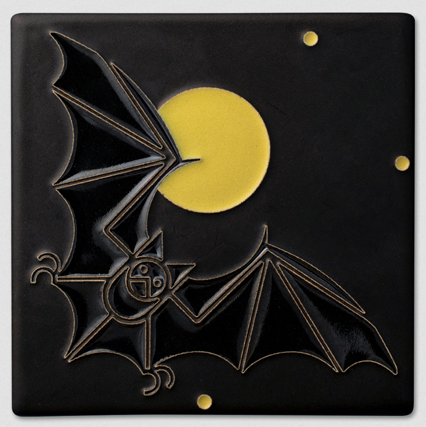 Charley Harper 6x6 Bat & the Moon Art Tile