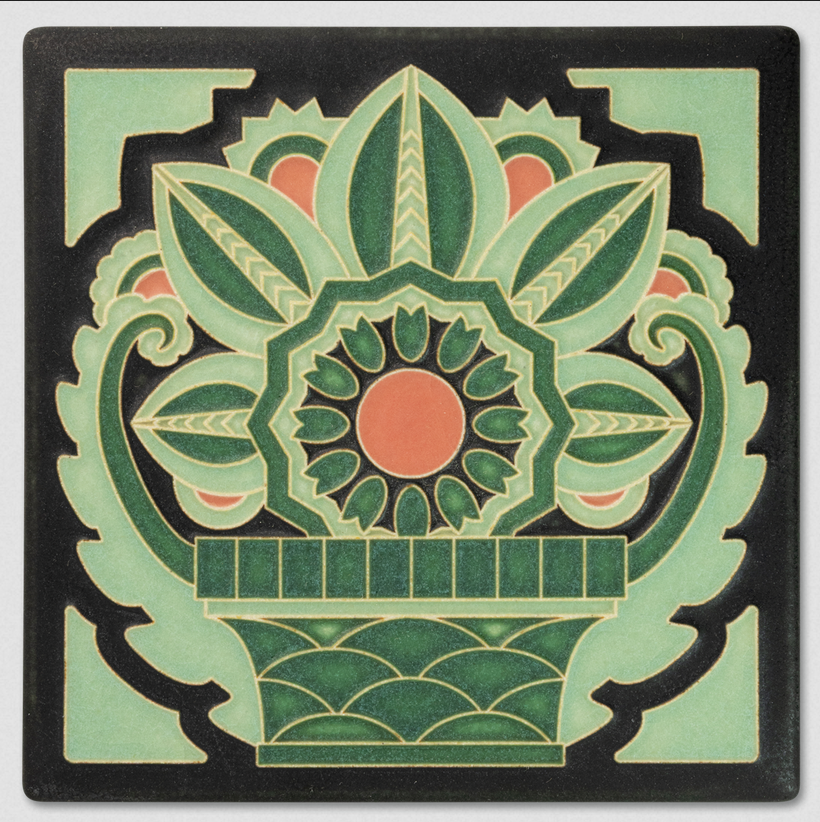 Motawi 6x6 Beverly Basket Art Tile in Black