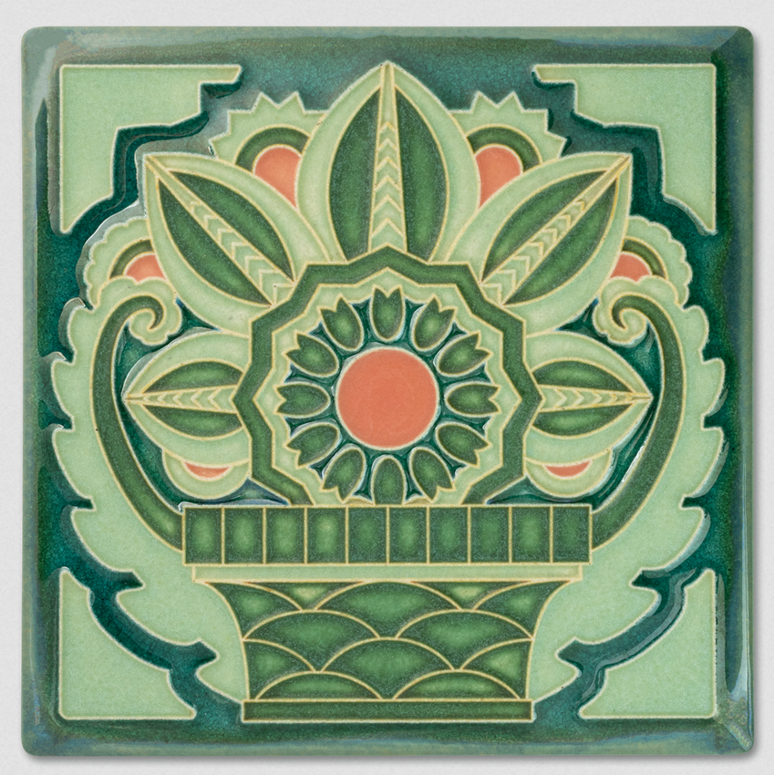 6x6 Beverly Basket Art Tile in Green