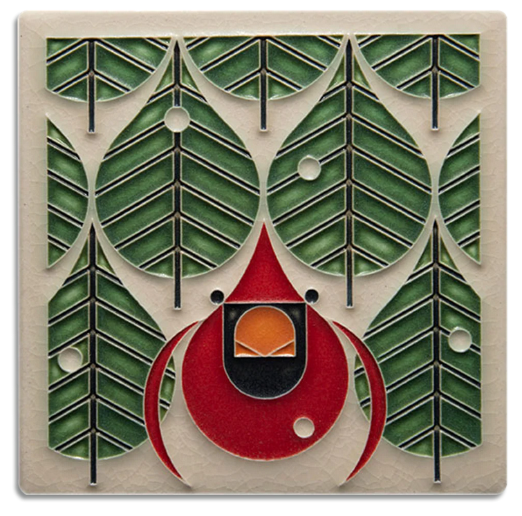 6x6 Coniferous Cardinal Art Tile