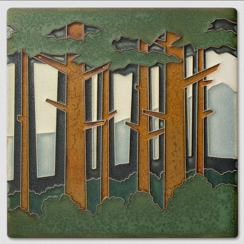 Motawi 8x8 Pine Forest Art Tile