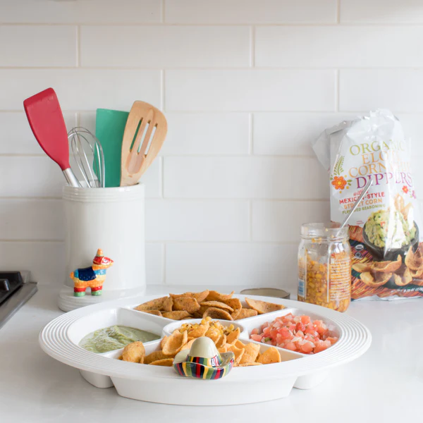 Nora Fleming Pinstriped Melamine Divided Dish