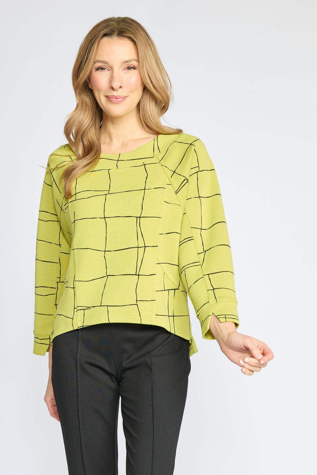 Olivia's Border Stitch Pullover in Pear