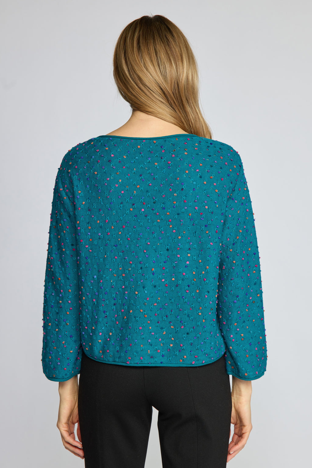 Olivia's Confetti Dot Pullover in Teal