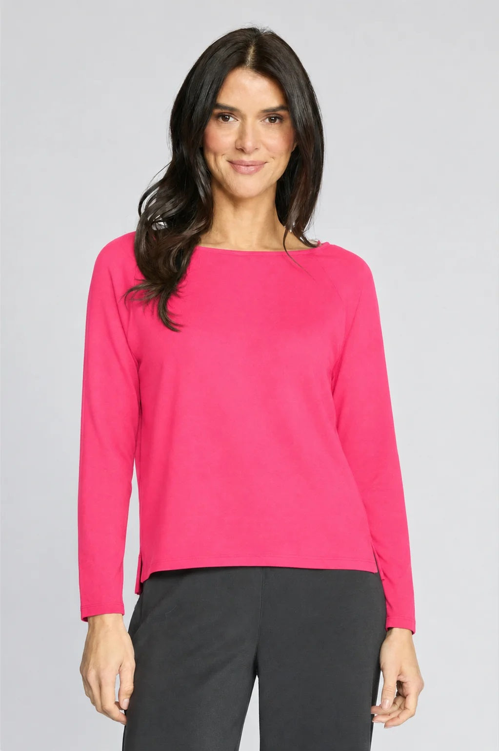 Olivia's Essential Knits Layering Crew Neck Tee in Magenta