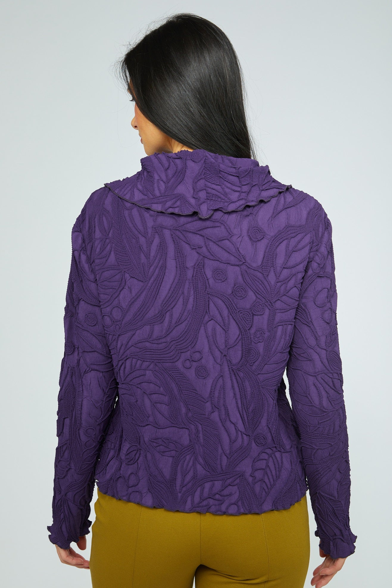 Olivia's Floral Embossed Cowl in Violet