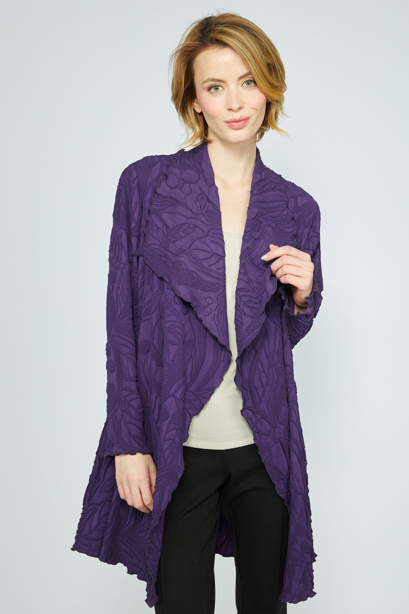 Olivia's Floral Waterfall Duster in Violet